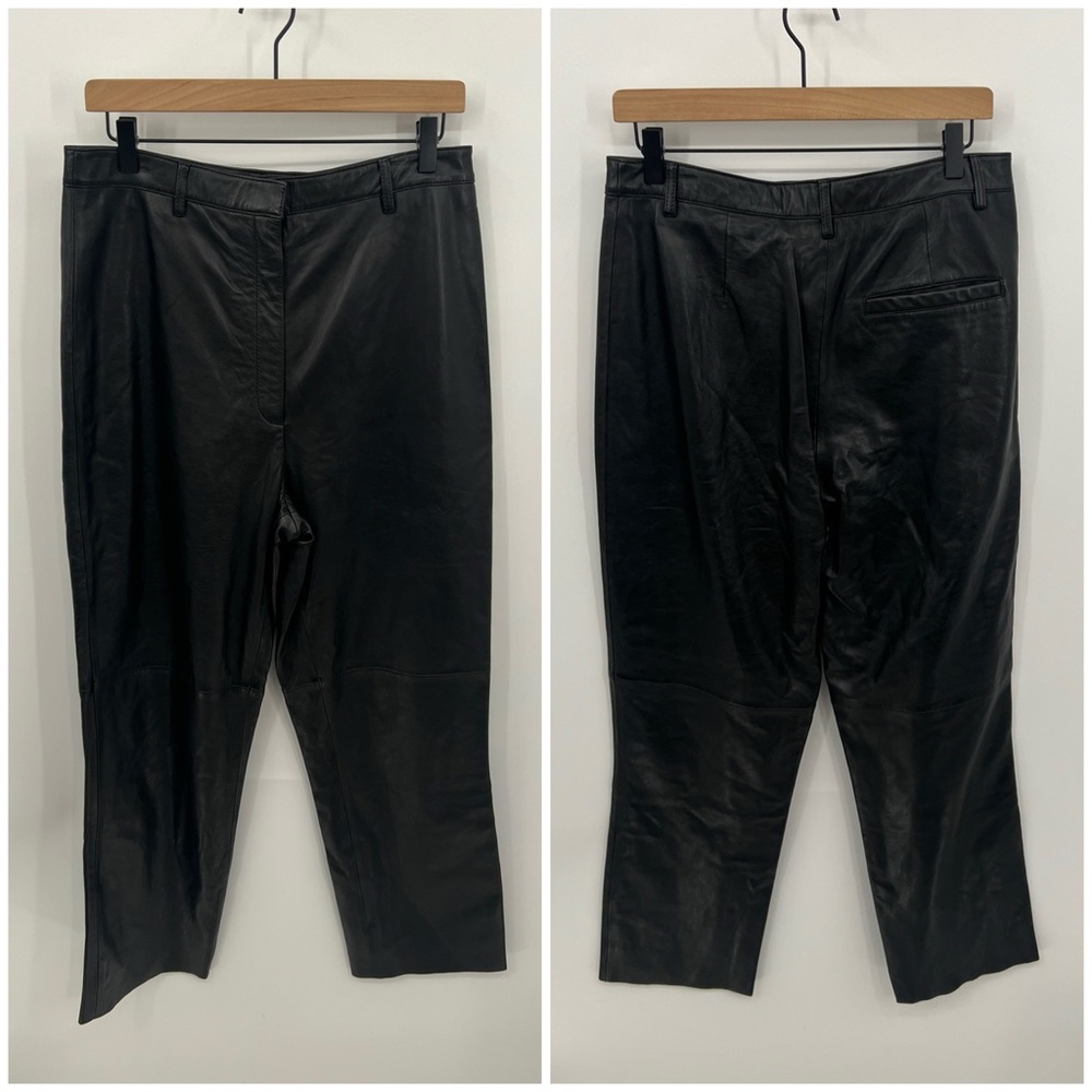 Reformation Veda black leather crop pants